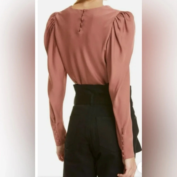 Frame Shirred Puff Sleeve Silk Blouse - Picture 3 of 7